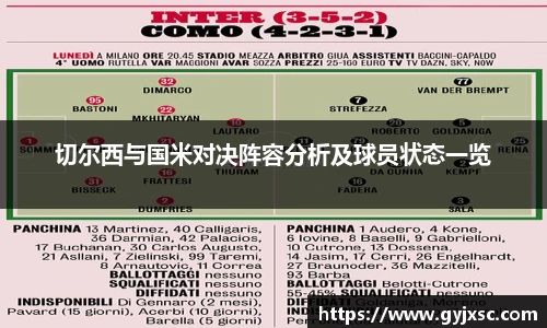 切尔西与国米对决阵容分析及球员状态一览